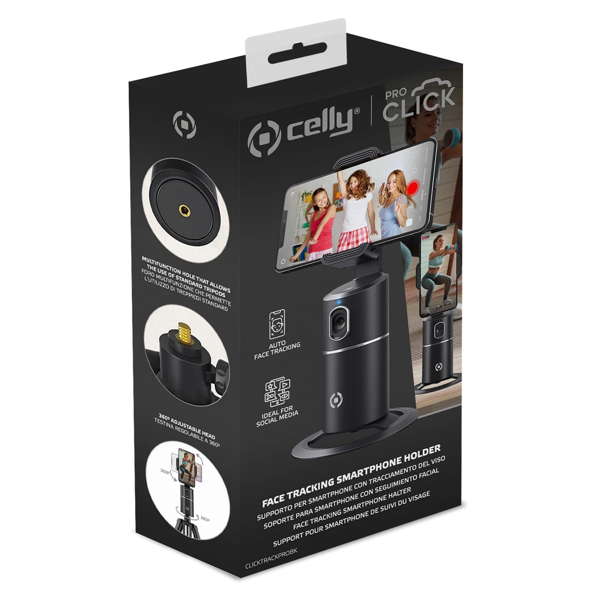 Celly CLICKTRACKPRO Smartphonehouder Met Bewegingsdetectie 1 Celly CLICKTRACKPRO Smartphonehouder Met Bewegingsdetectie